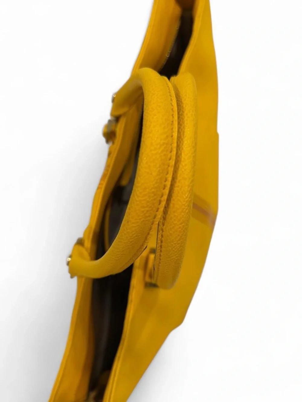 Tory Burch Mustard Leather Tote with Stripe Detail